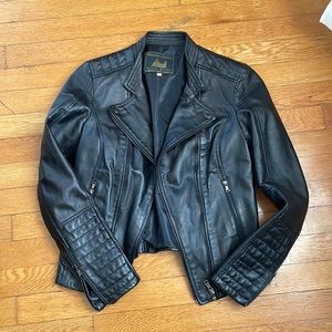 Black genuine leather jacket XS